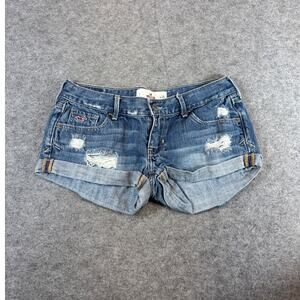 Hollister Denim Jean Cut Off Shorts Womens 1 Juniors Blue Distresses Sexy Summer